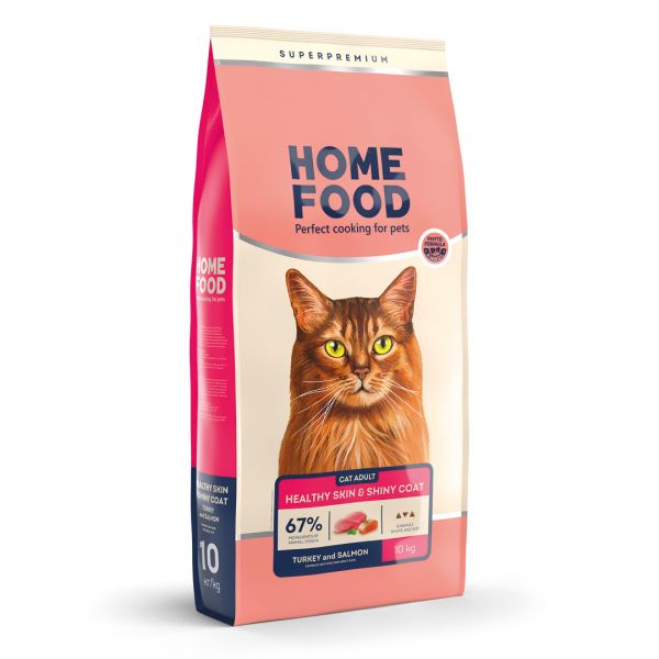 Сухой корм Home Food Украина для кошек для здоровья кожа и шерсти с индейкой и лососем