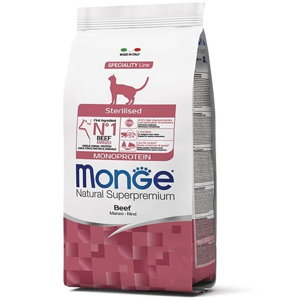 Сухой корм Monge Италия Cat Sterilized для стерилизованных кошек с говядиной