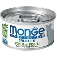 Влажный корм Monge Италия Cat Wet Monoprotein мясные хлопья для кошек с курицей и горошком