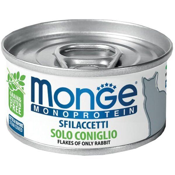 Влажный корм Monge Италия Cat Wet Monoprotein мясные хлопья для кошек с кроликом