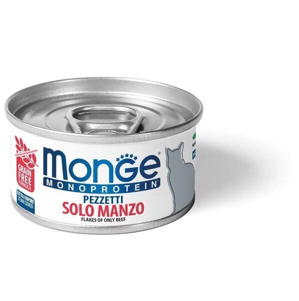 Вологий корм Monge Італія Cat Wet Monoprotein  м'ясні пластівці для котів з яловичиною