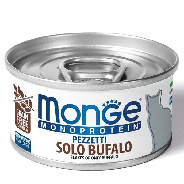 Вологий корм Monge Італія Cat Wet Monoprotein м'ясні пластівці для котів з буйволом