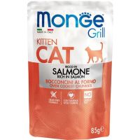 Влажный корм Monge Италия Cat Wet Grill для котят, запеченные кусочки в соусе с лососем