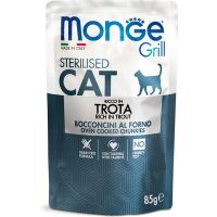 Влажный корм Monge Италия Cat Wet Grill Sterilised для стерилизованных кошек, запеченные кусочки в соусе с форелью