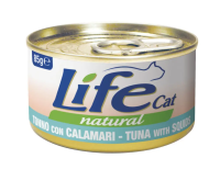 Влажный корм LifeCat Тайланд для кошек, со вкусом тунца с кальмарами, консерва
