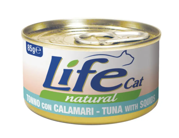 Влажный корм LifeCat Тайланд для кошек, со вкусом тунца с кальмарами, консерва