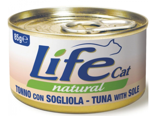 Влажный корм LifeCat Тайланд для кошек, со вкусом тунца с камбалой, консерва