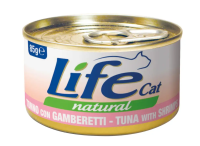 Влажный корм LifeCat Тайланд для кошек, со вкусом тунца с креветками, консерва