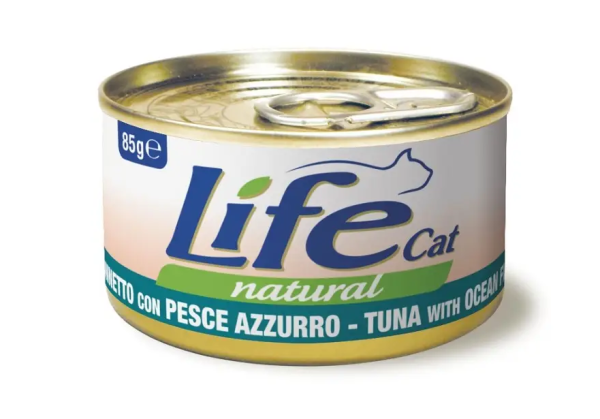 Вологий корм LifeCat Тайланд для котів, зі смаком тунця з океанічною рибою, консерва