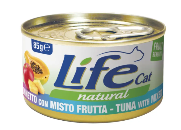 Вологий корм LifeCat Тайланд для котів, зі смаком тунця з фруктовим міксом, консерва