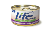 Влажный корм LifeCat Тайланд для кошек, со вкусом тунца с куриной печенью, консерва