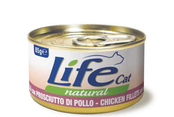 Влажный корм LifeCat Тайланд для кошек, со вкусом курицы с ветчиной, консерва