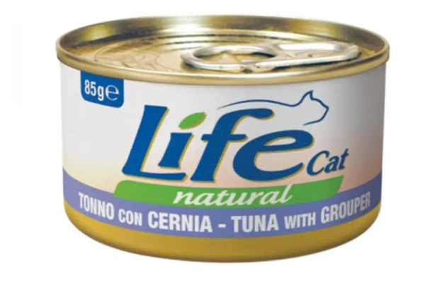 Вологий корм LifeCat Тайланд для котів, зі смаком тунця з окунем, консерва