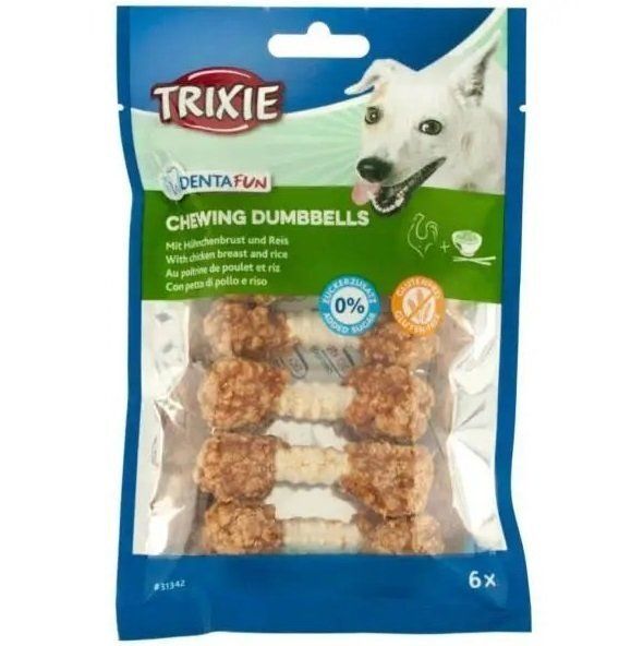 Ласощі Trixie Німеччина для собак гантель Denta Fun жувальна з куркою та рисом