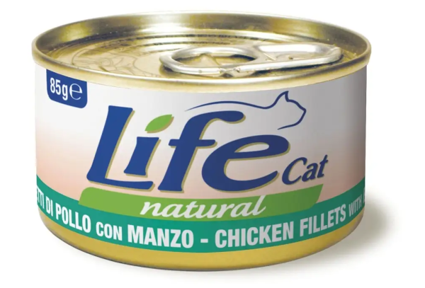 Влажный корм LifeCat Тайланд для кошек, со вкусом курицы с говядиной, консерва