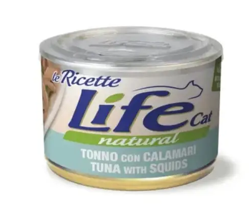 Влажный корм LifeCat Тайланд Le Ricette для кошек, со вкусом тунца с кальмарами, консерва