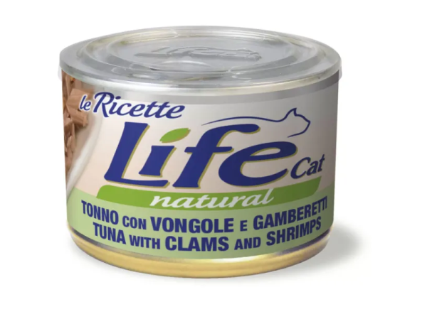 Влажный корм LifeCat Тайланд Le Ricette для кошек, со вкусом тунца с креветками и мидиями, консерва