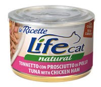 Влажный корм LifeCat Тайланд Le Ricette для кошек, со вкусом тунца с куриной ветчиной, консерва