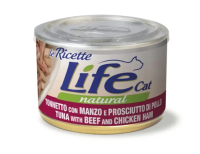 Вологий корм LifeCat Тайланд Le Ricette для котів, зі смаком тунця з яловичиною та курячою шинкою, консерва