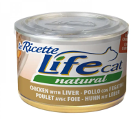 Влажный корм LifeCat Тайланд Le Ricette для кошек, со вкусом курицы с куриной печенью и морковью, консерва