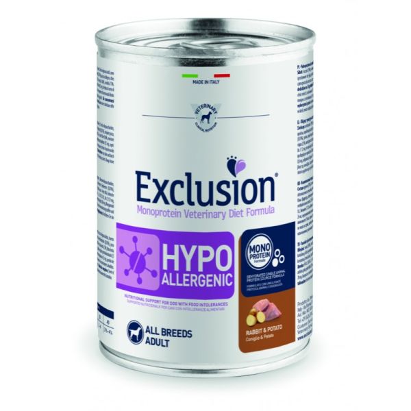 Влажный корм Exclusion Италия Hypoallergenic для собак с пищевой аллергией с кроликом