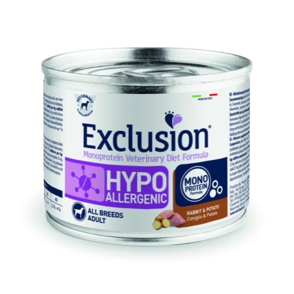 Влажный корм Exclusion Италия Hypoallergenic для собак с пищевой аллергией с кроликом