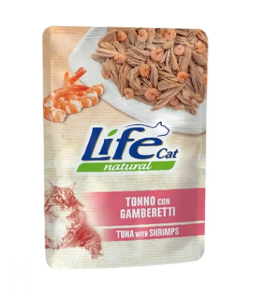 Влажный корм LifeCat Тайланд для кошек, со вкусом тунца с креветками, пауч