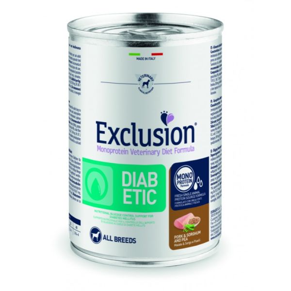 Влажный корм Exclusion Италия Diabetic для собак с сахарным диабетом со свининой
