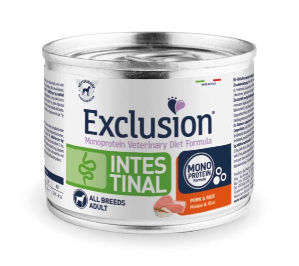 Влажный корм Exclusion Италия Intestinal для собак с нарушением пищеварения со свининой