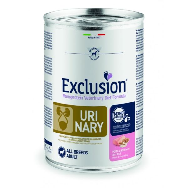 Влажный корм Exclusion Италия Urinary для собак для поддержки мочевыделительной системы со свининой