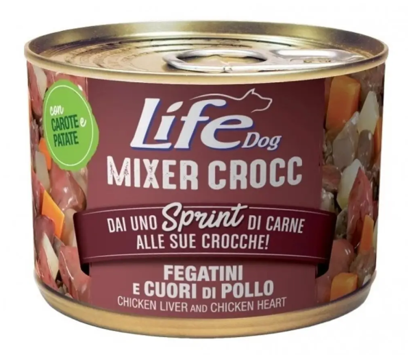 Вологий корм LifeDog Тайланд Mixer Crocc для собак, зі смаком курячих сердець та печінки, консерва