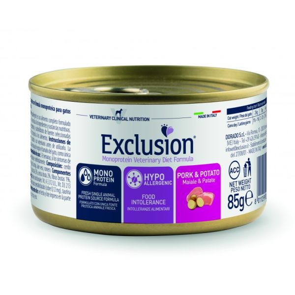 Влажный корм Exclusion Италия Hypoallergenic для кошек с пищевой аллергией со свининой