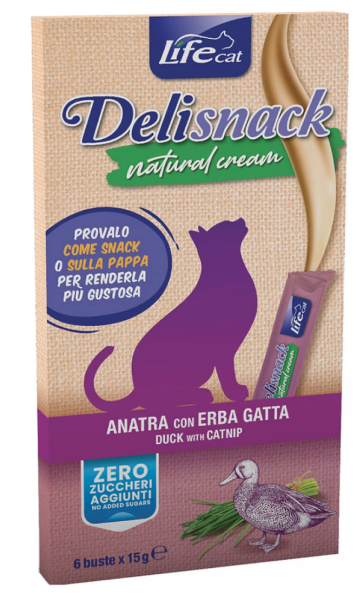Ласощі LifeCat Тайланд Deli Snack Natural Cream для котів, крем-снек, зі смаком качки та котячої м'яти