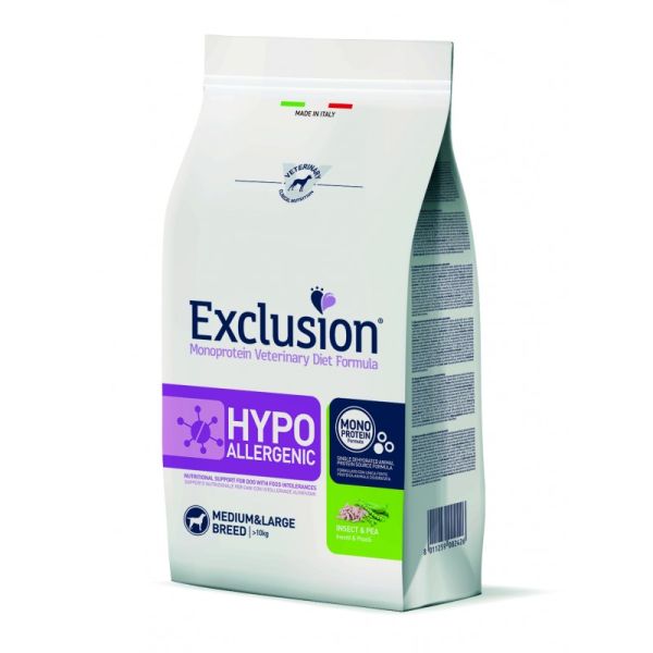 Сухой корм Exclusion Италия Hypoallergenic для собак средних и крупных пород с пищевой аллергией с протеином насекомых