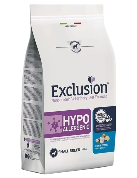 Сухой корм Exclusion Италия Hypoallergenic для собак малых пород с пищевой аллергией с рыбой