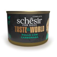 Влажный корм Schesir Италия Taste the World натуральные консервы для собак курица с карбонарой в бульоне