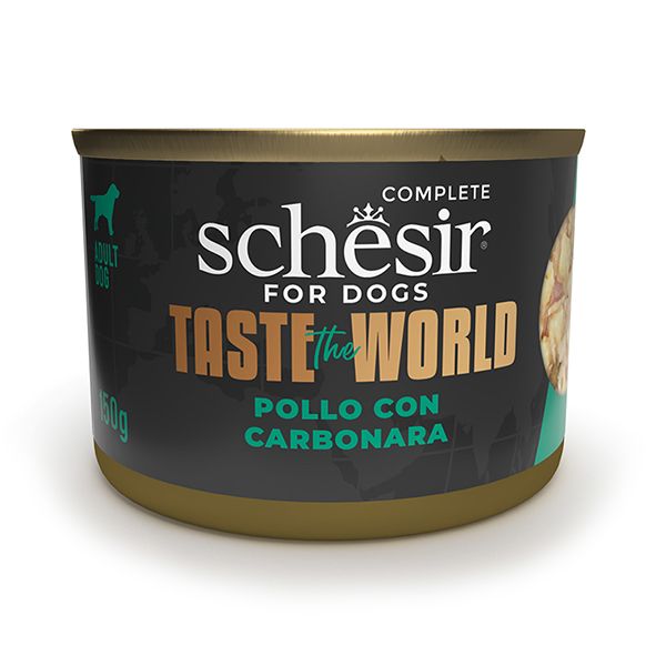 Вологий корм Schesir Італія Taste the World натуральні консерви для собак курка з карбонарою в бульйоні