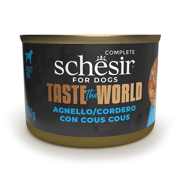 Влажный корм Schesir Италия Taste the World натуральные консервы для собак ягненка с кускусом в бульоне