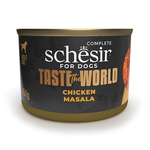 Влажный корм Schesir Италия Taste the World натуральные консервы для собак масала с курицей в бульоне
