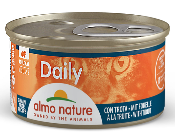 Вологий корм Almo Nature Італія Daily Cat для котів, мус зі смаком форелі