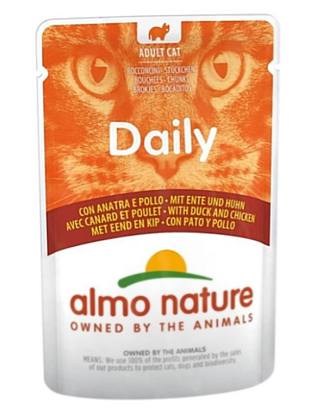 Влажный корм Almo Nature Италия Daily Cat для кошек, пауч, со вкусом курицы с уткой