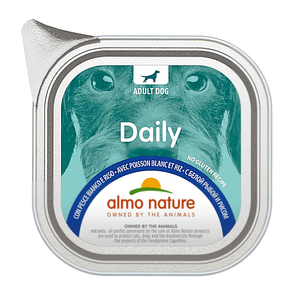 Влажный корм Almo Nature Италия Daily Dog для собак со вкусом белой рыбы и риса