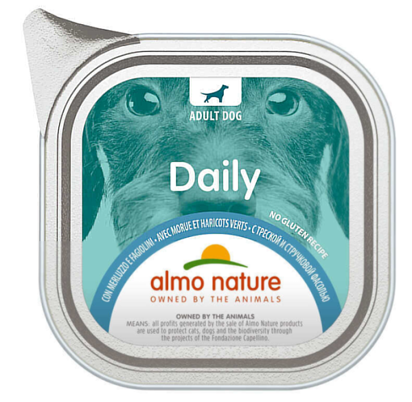 Влажный корм Almo Nature Италия Daily Dog для собак со вкусом щепы и зеленой фасоли