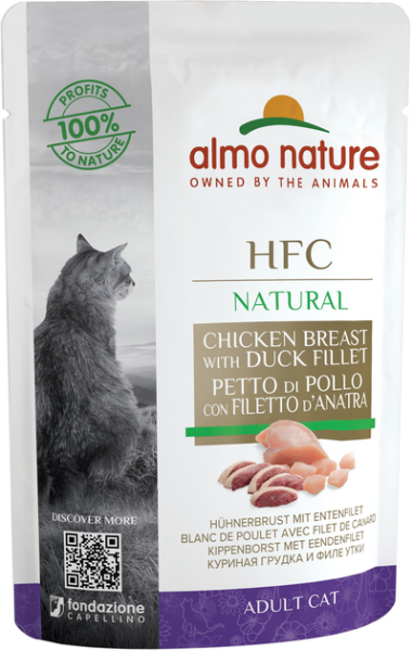 Влажный корм Almo Nature Италия HFC Cat Natural для кошек со вкусом куриной грудки и утиного филе