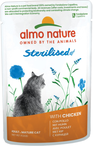 Влажный корм Almo Nature Италия Holistic Functional Cat Sterilised для стерилизованных кошек со вкусом курицы
