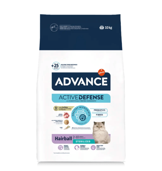 Сухой корм Advance Испания Sterilized Hairball для вывода шерсти у стерилизованных кошек с индейкой