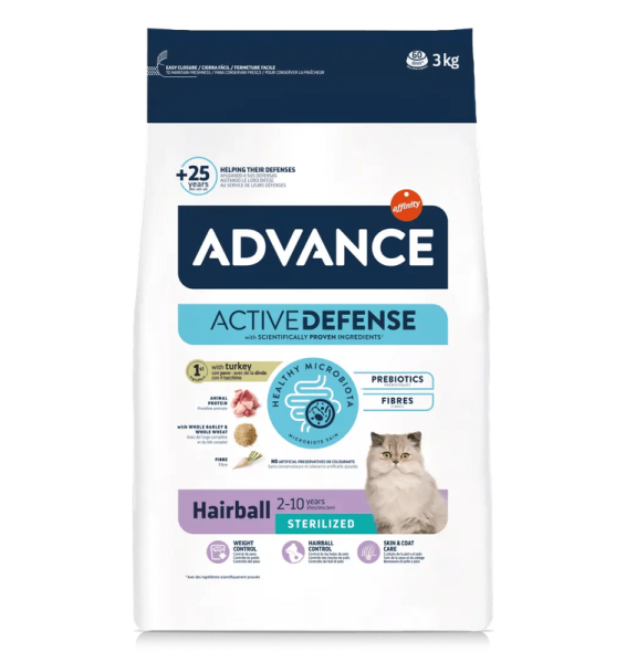 Сухой корм Advance Испания Sterilized Hairball для вывода шерсти у стерилизованных кошек с индейкой