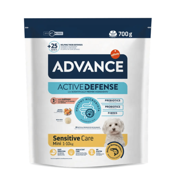 Сухий корм Advance Іспанія Mini Sensitive для собак малих порід з чутливим травленням з лососем і рисом