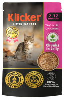 Влажный корм Klicker Турция беззерновая для котят кусочки курицы в желе