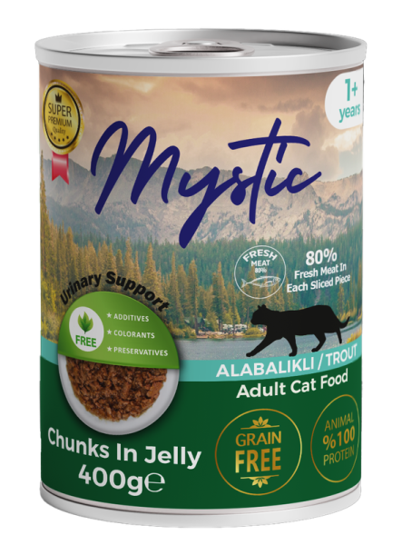 Вологий корм Mystic Туреччина для котів, шматочки форелі в желе